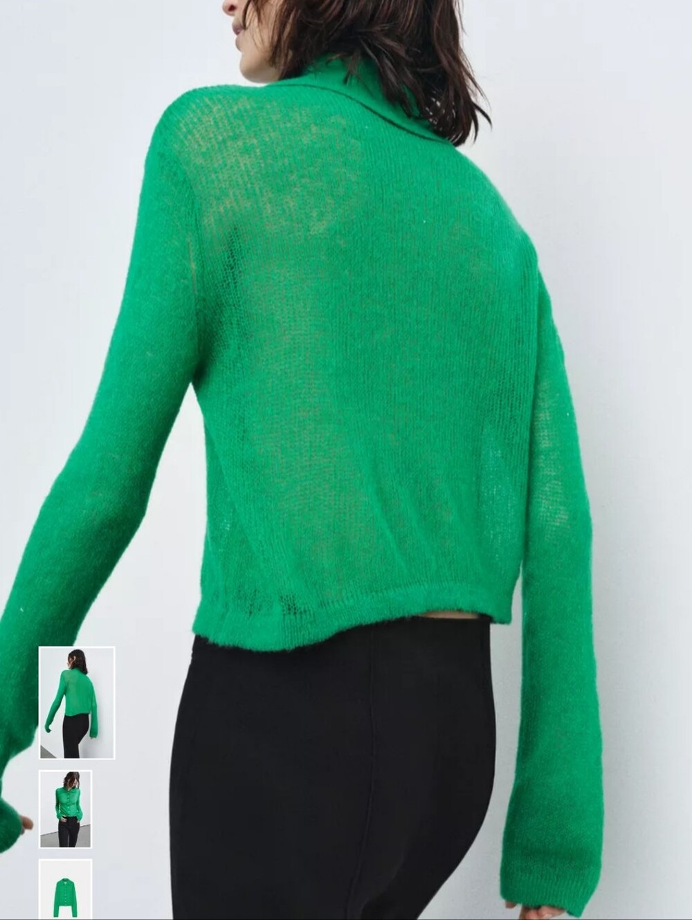 Zara Emerald Green Lightweight Polo-Collar Sweater - Picture 4 of 10